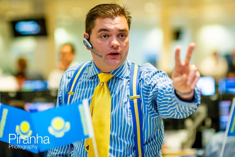 London photographer - coverage of IPO at bank's offices. Flotation day.