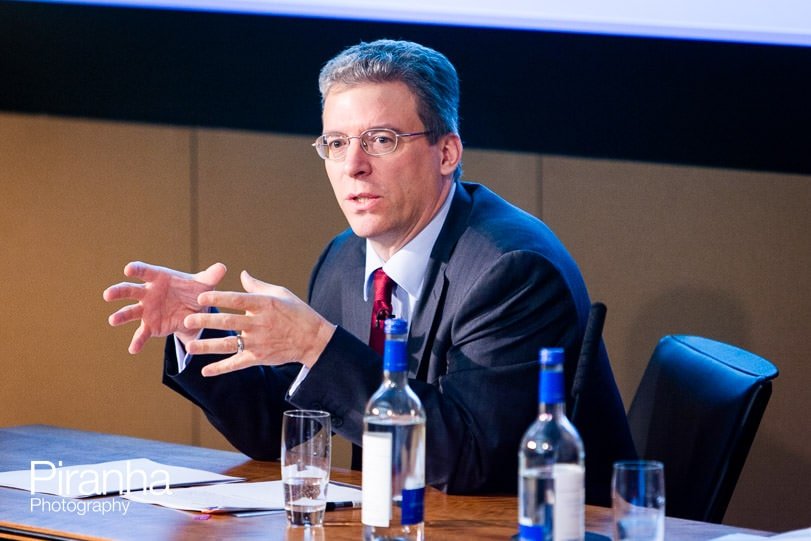 Director photographed by Piranha at results meeting in London for PR company