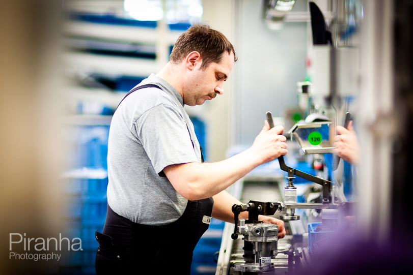 Location Photography for Cognetas Private Equity in Germany at Partner Companies 10 Factory worker photographed in Germany for private equity client.
