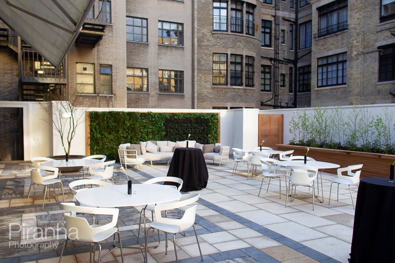 Venue photography of room setups for the Royal Institute of British Architects - RIBA 15 Room set up photograph for RIBA in central London for possible client events terrace