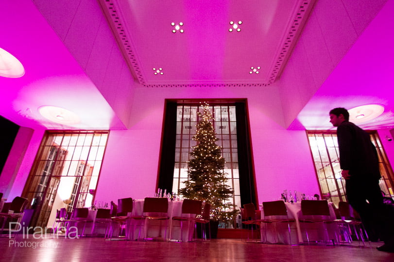 Room set up photograph for RIBA in central London for possible client events - christmas tree setup