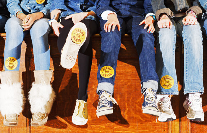 Photograph of children at St Pauls Girls School for Jeans for Genes Day