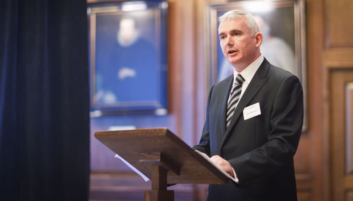 Photograph of speaker at event at Gray's Inn