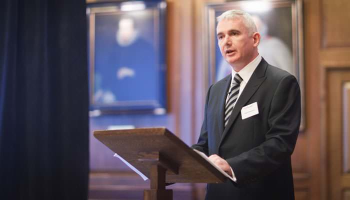 Photograph of speaker at event at Gray's Inn