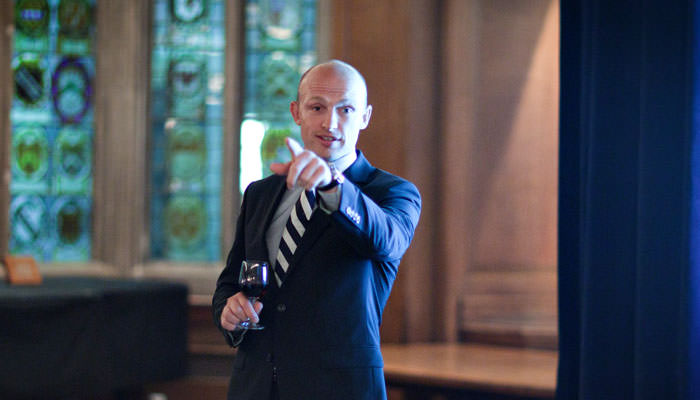 Photograph of event at Gray's inn Matt Dawson speaking