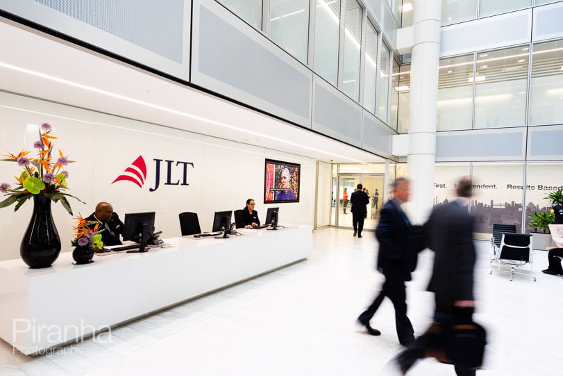 Working office photography for FTSE100 company annual report reception area