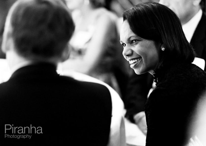 event photograph of Condolezza in black and white