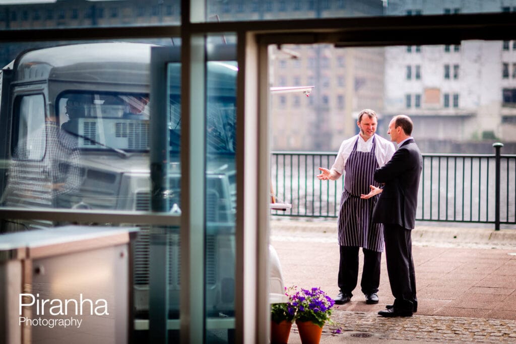 View of managers discussed trade show - photographed at Excel