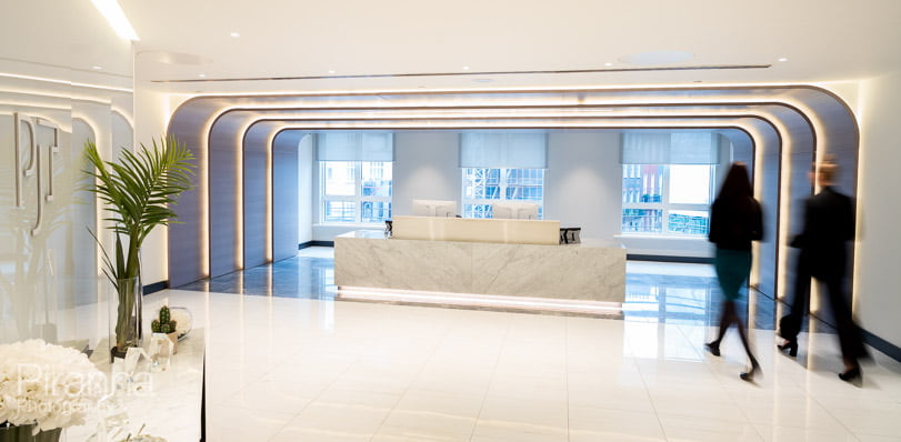 Reception area photography in PE company offices in London