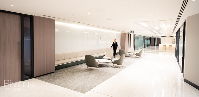 Reception area photography in PE company offices in London