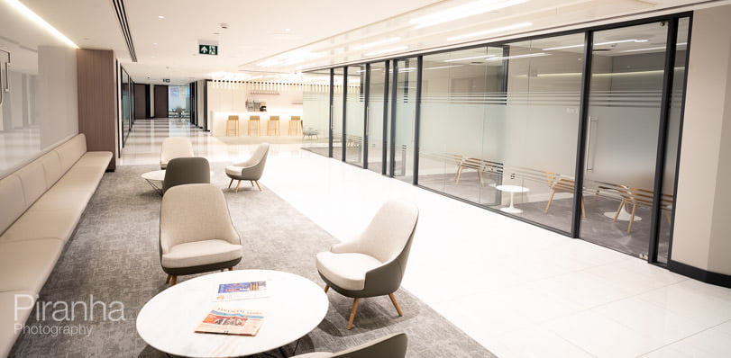 Reception area photography in PE company offices in London