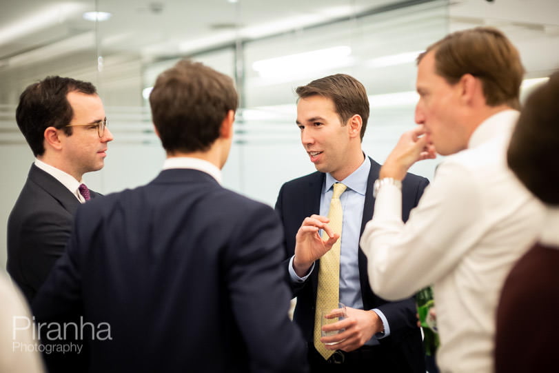 Private equity company evening event photography in London - guests at drinks party