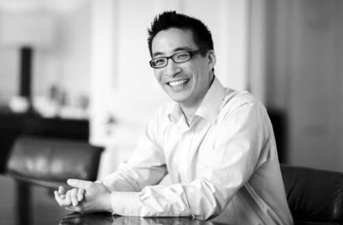 Black and white portrait taken in London offices