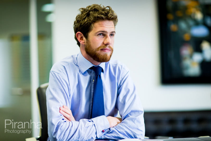 Portrait of London bank photographed in meeting