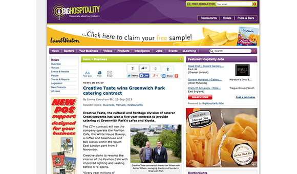 Contract Win for Creative Events in Greenwich - Photographs for Press 4 hospitality-news