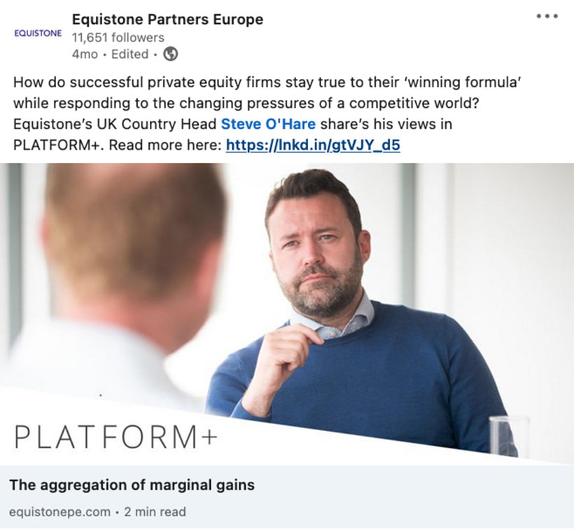 LinkedIn post discussing article in Platform magazine
