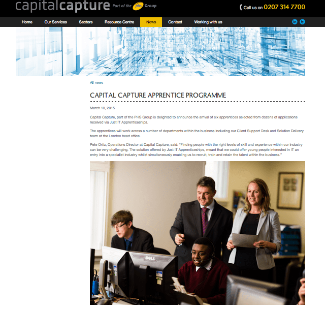 Photography of New Apprentices for Capital Capture 1 Apprentice Photography