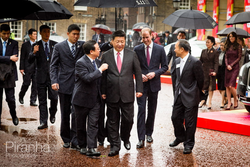 Photography in London of new taxi - here pictured Xi Jinping with Prince William and Kate