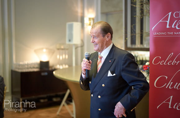 Awards Ceremony for Company at the Mandarin Oriental 7 Sir Roger Moore making speach at awards ceremony