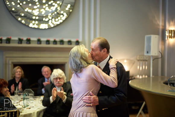 Sir Roger Moore and his wife at the Mandarin Oriental Hotel in London