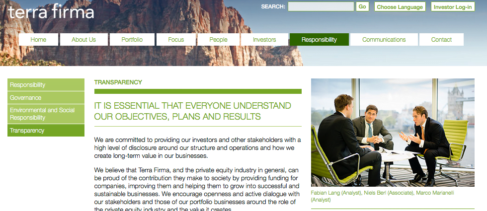 A number of meeting photographs featured on Private Equity company website