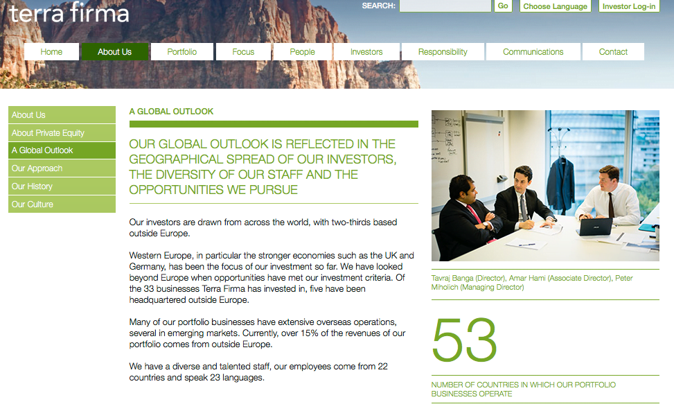 Meeting in London photograph on company website