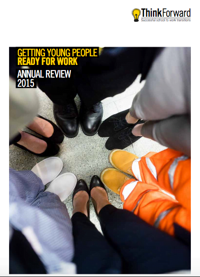 2015 Annual Review Photography for ThinkForward 1 Annual Review Front Cover Photograph showing feet with different shoes - photograph taken by Piranha
