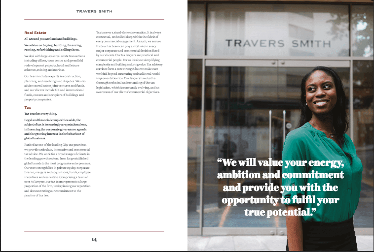 Graduate outside law firms London offices showing logo