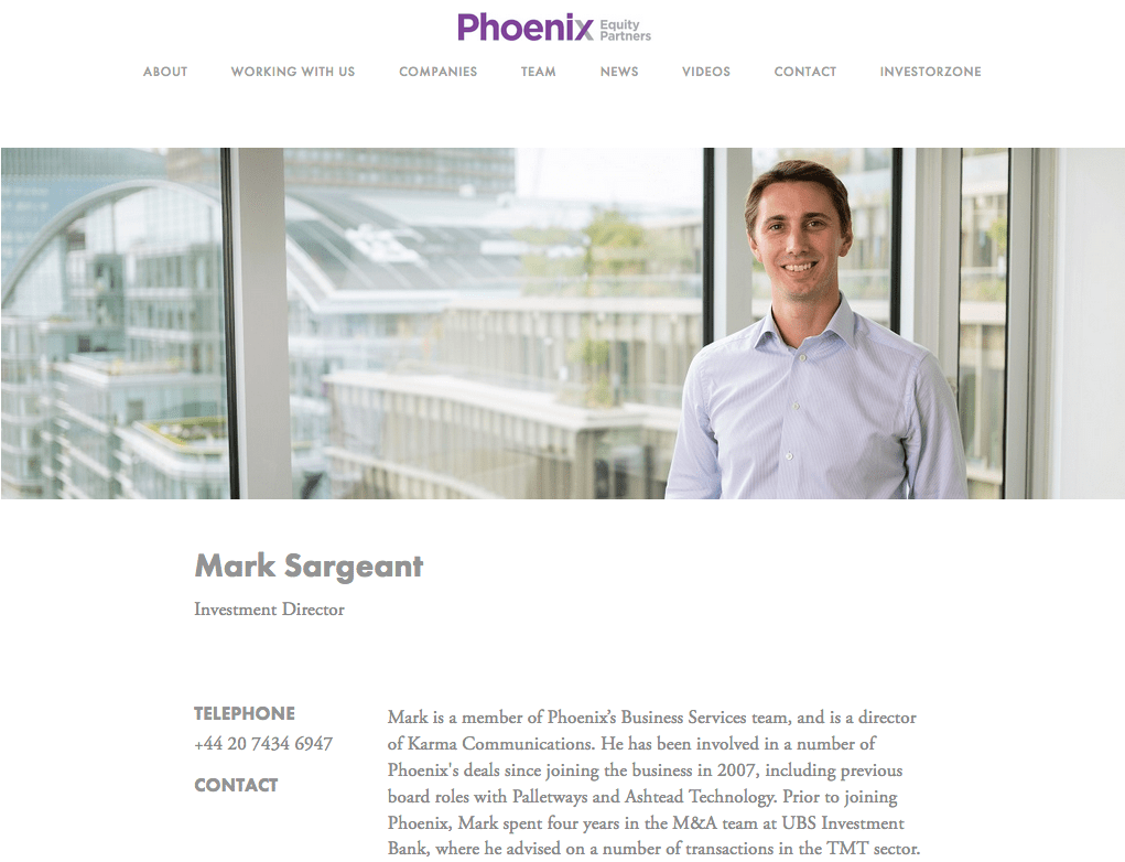 Recent Private Equity Company Team Photographs 1 Photography of Employee on Private Equity Company Website