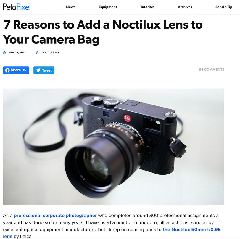 Peta Pixel article about Leica Noctilux lens