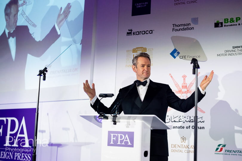 Alexander Armstrong presenting awards in London for the FPA at the Sheraton.