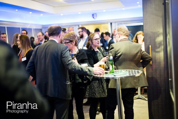 Corporate Event Photographed at Glazier's Hall in London 3 Guests at drinks reception in Glazier Hall London