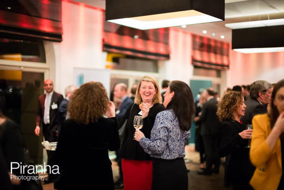 Guests at Glazier Hall during drinks reception