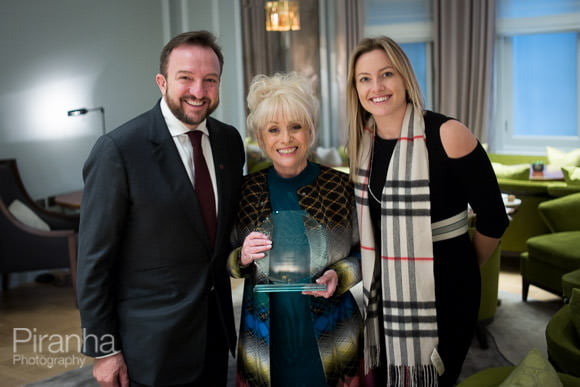 Lunchtime Awards Ceremony at Mandarin Oriental Hotel for Churchill Retirement 2 Guests at award ceremony in London accepting award - Dame Barbara Windsor