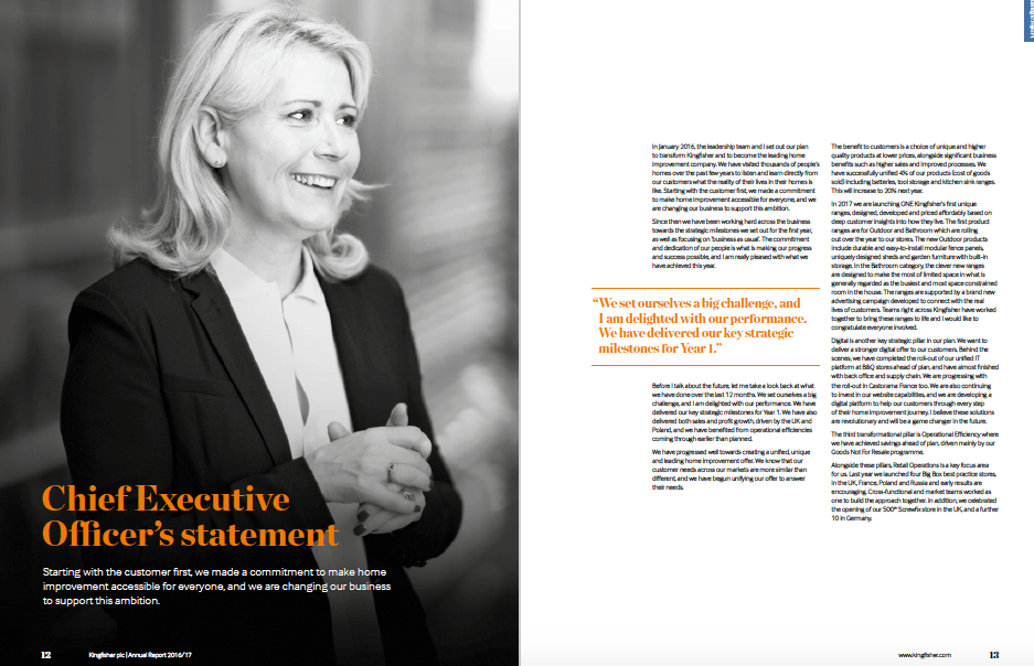 Photography of Chief Executive in Annual report - full page in black and white