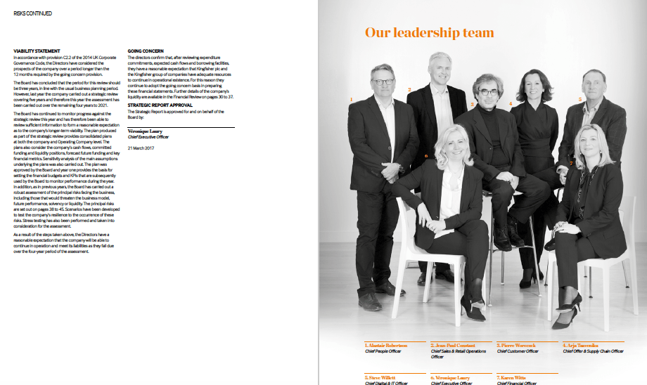 Photograph of leadership team in annual report