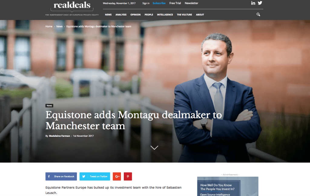 Real Deals article about Equistone Manchester
