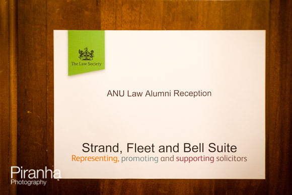 University Alumni Law Evening Event at the Law Society in London 2 ANU Law Alumni Reception sign