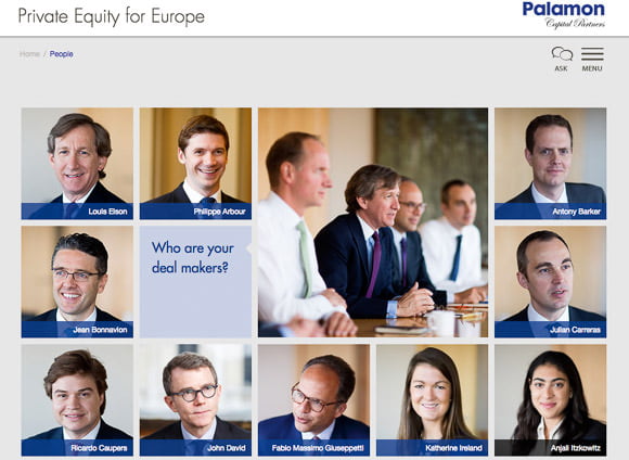 Web Page showing portraits on Private Equity Company Web Page