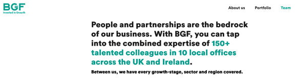 Screen Grab Team page of PE company