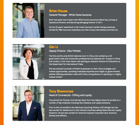 Webpage showing portrait photographs on webpage