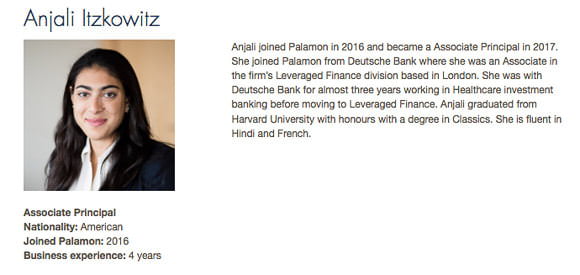 Photograph of staff member on private equity company web page