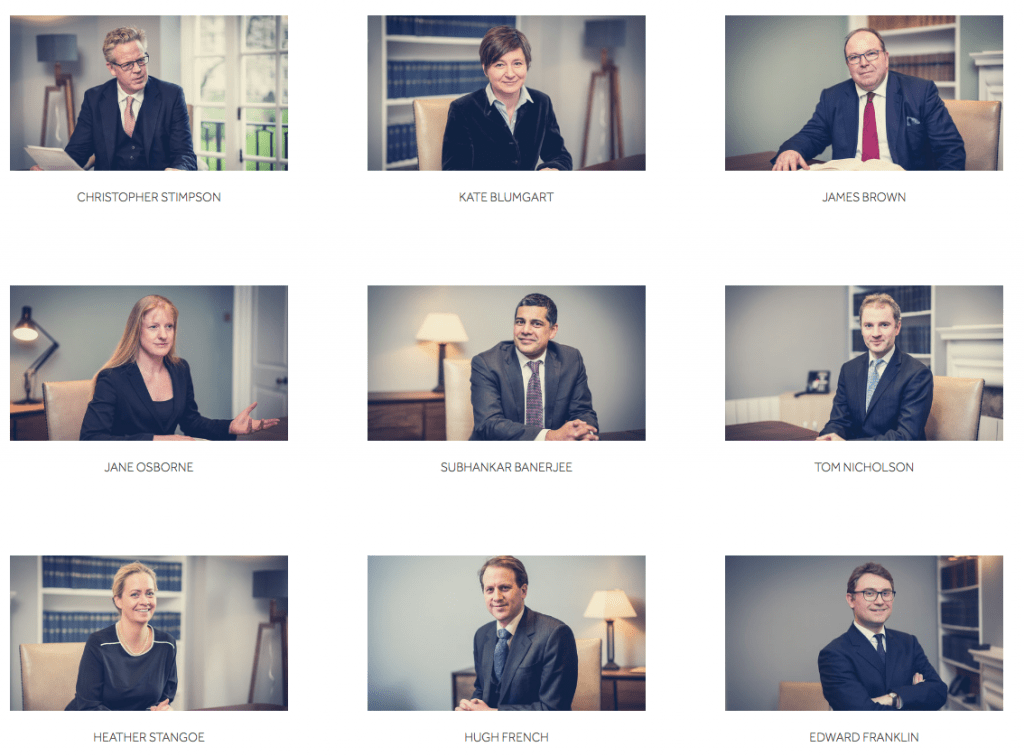 Web page showing barristers photographs taken in London offices