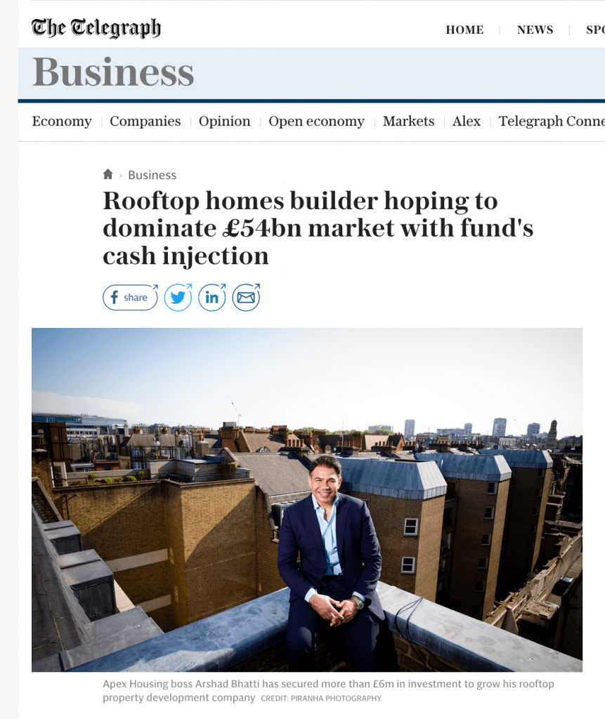 Press Photograph taken for Private Equity Company and Apex Housing 2 Photograph taken on London roof top for press