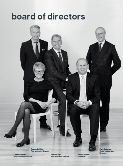 Group photograph of board members together for annual report