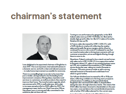 Screen grab from Annual Report showing Chairman's photograph