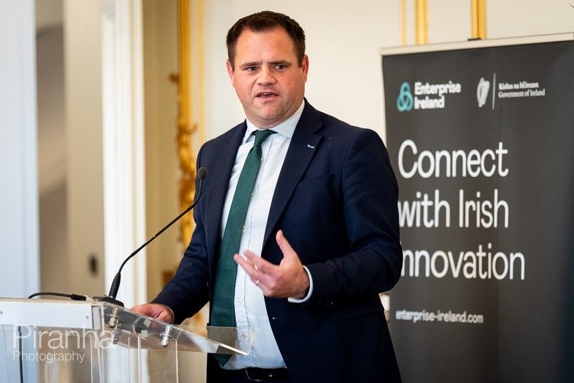 Event photograph taken at London embassy - presentation by speaker