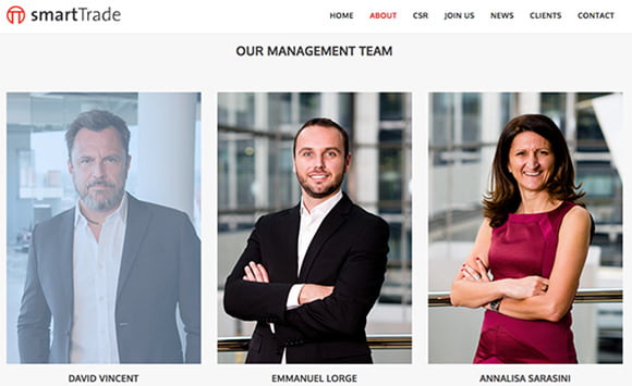 Website screen grab to show 2 of Piranha's photographs of management team members