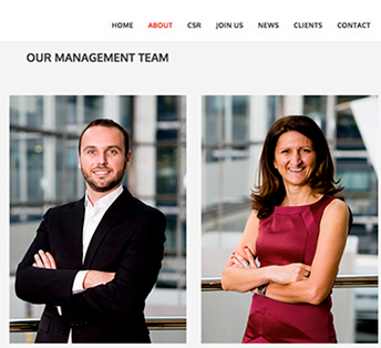 Management team photographs on website