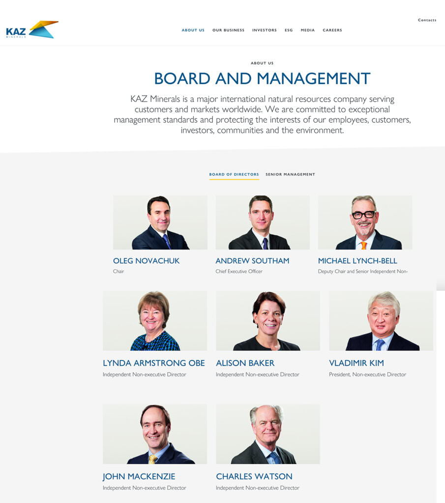 Board Photography for Annual Reports - Simple Headshots 2 board web page